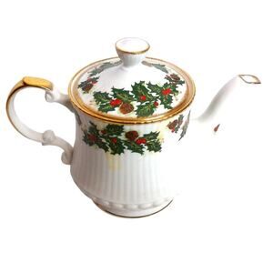 Vintage Queen's Rosina Bone China Yuletide Teapot with Lid